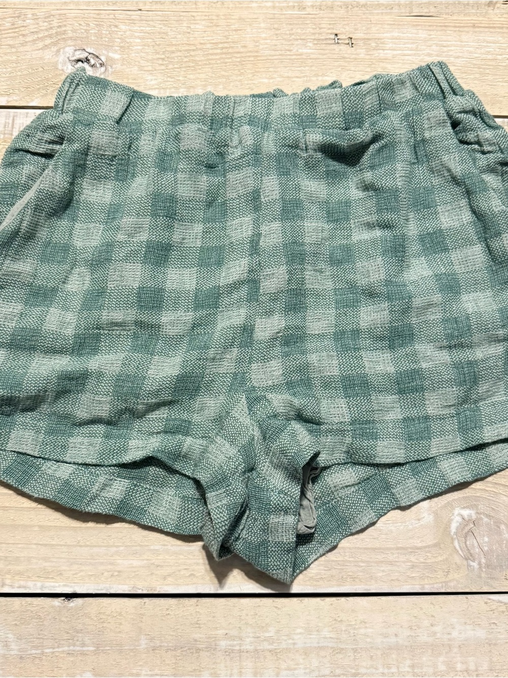 Le Lis Womens Small Green Plaid Lined Cotton Pull On Shorts